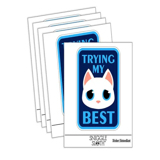 Trying My Best Sad Cat Waterproof Vinyl Phone Tablet Laptop Water Bottle Sticker Set - 5 Pack {2}