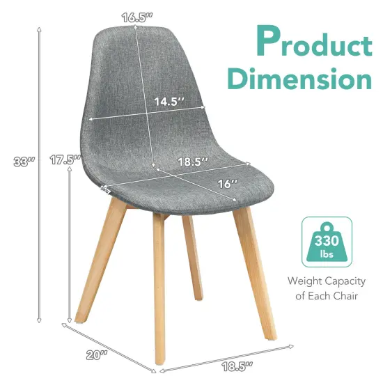 4 Pieces Modern Dining Chair Set with Wood Legs and Fabric Cushion Seat {5}