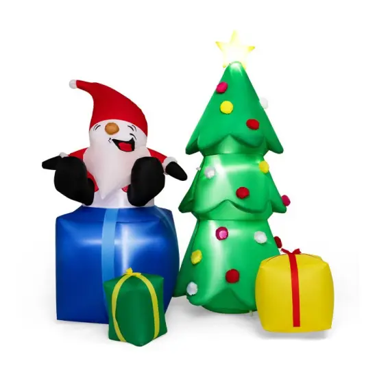 7 Feet Lighted Santa Claus and Christmas Tree with Gift Boxes {1}