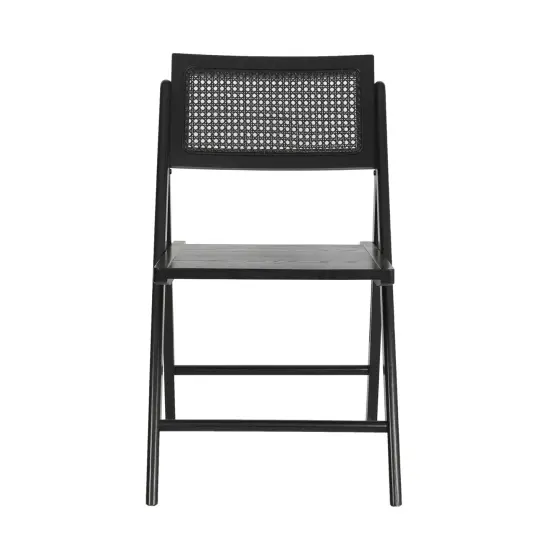 Merrick Lane Gordon Set of 2 Cane Rattan Folding Chairs Black {3}