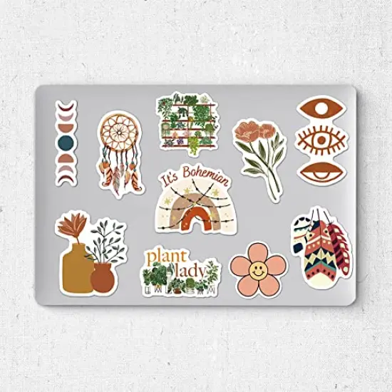 200 Pieces Aesthetic Boho Stickers, Cute Vinyl Waterproof Stickers for Water Bottles Laptop Phone Journaling Scrapbook Junk Journal, Small Business Supplies, Plant Sticker Packs for Adults Teens {4}