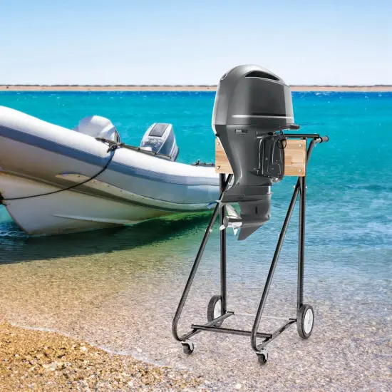 Costway Outboard Boat Motor Stand Heavy Duty Engine Carrier Cart Dolly with 4 Smooth Wheels {4}