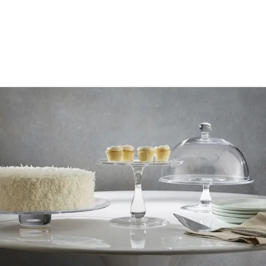 11 Inch Round Cake Plate, Handmade Glass Dessert Stand . {2}