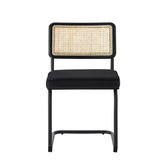 Sahasra Velvet Armless Dining Chair Seat (Set of 2) Black {2}