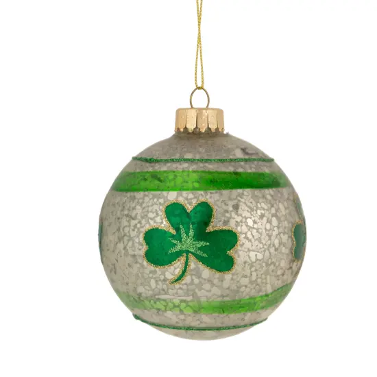 Northlight Irish Shamrock Mercury Glass Christmas Ornament - 3" - Green {4}