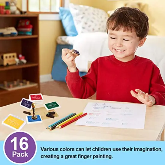16 Color DIY for Rubber Stamps, Paper, Scrapbooking, Wood Fabric, Best Gift for Kids Finger Ink Pads for Kids Washable Craft Ink Stamp Pads, {4}