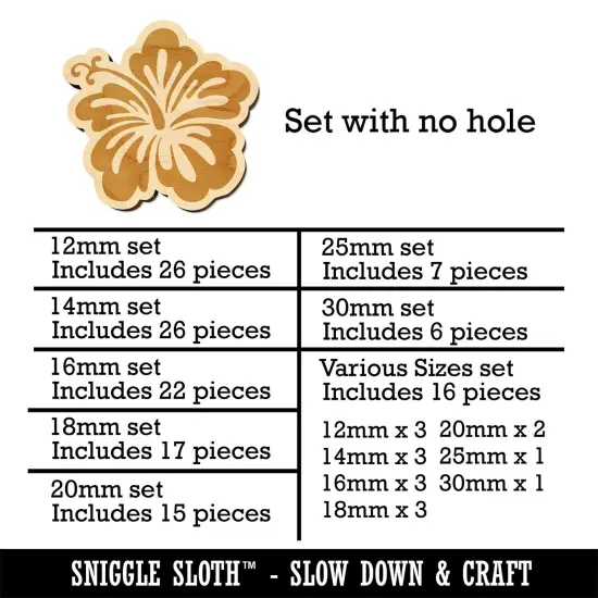 Pretty Hibiscus Flower Tropical Mini Wood Shape Charms Jewelry DIY Craft {1}