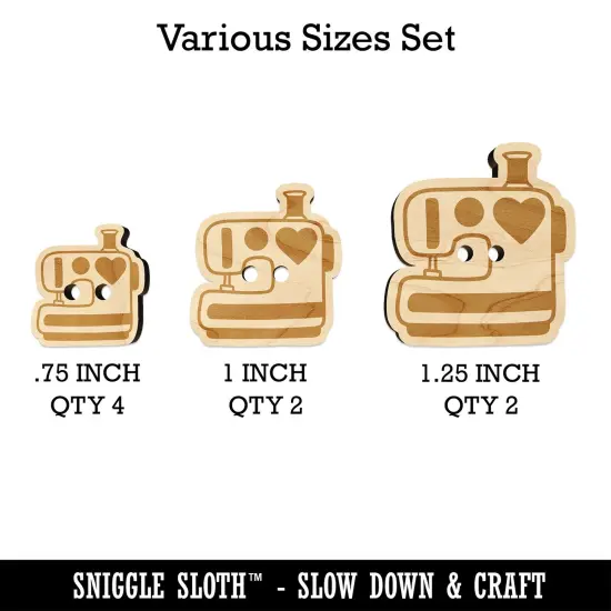 Sewing Machine with Heart Wood Buttons for Sewing Knitting Crochet DIY Craft {1}