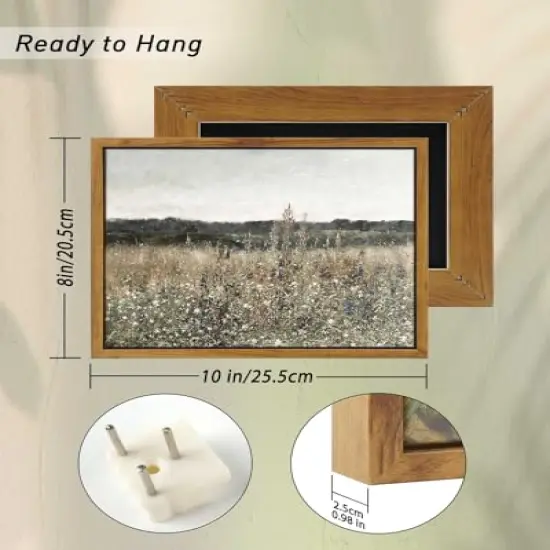 8x10 in Framed Canvas Wall Art Home Decor, Meadow with Flowers Painting Wall Art Prints, Canvas Wall Art for Living Room Decor Bedroom Home Bathroom Wall Decor {1}