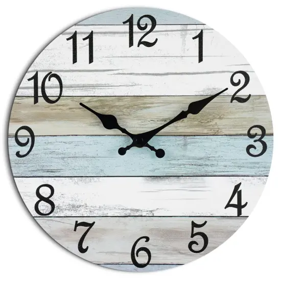 Wall Clock Silent Non Ticking Battery Operated, Rustic Coastal Country Clock Decorative for Bathroom Kitchen Bedroom Living Room(10 Inch) {3}