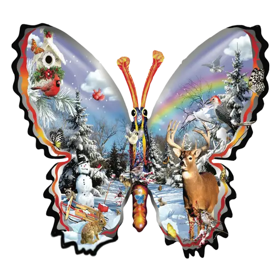 Sunsout Winter Butterfly 1000 pc Special Shape Jigsaw Puzzle 97005 {1}