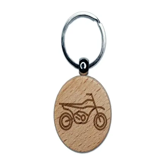 Dirt Bike Off-road Motorcycle Vehicle Engraved Wood Round Keychain Tag Charm {1}