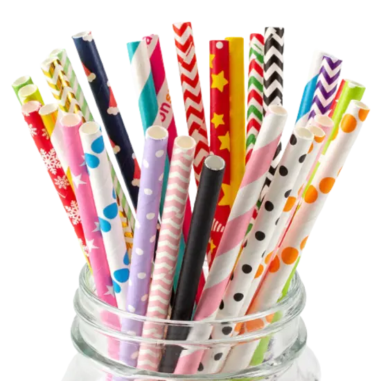 Kitcheniva Biodegradable Paper Straws Pattern Color 100 to 200 Pcs Assorted patterns {1}