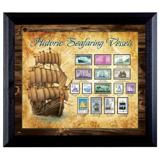 Ships on Stamps in Wall Frame {1}