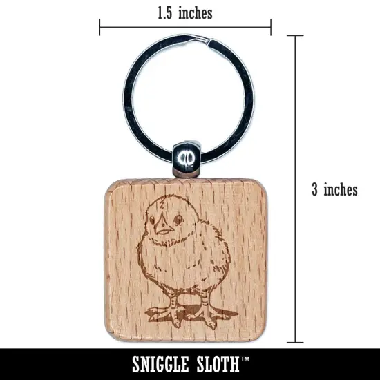 Realistic Baby Chick Chicken Engraved Wood Square Keychain Tag Charm {2}