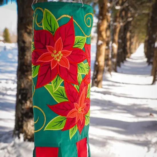 In the Breeze Poinsettia 40 Inch Windsock - Hanging Winter Decoration - Outdoor Holiday d&eacute;cor {2}