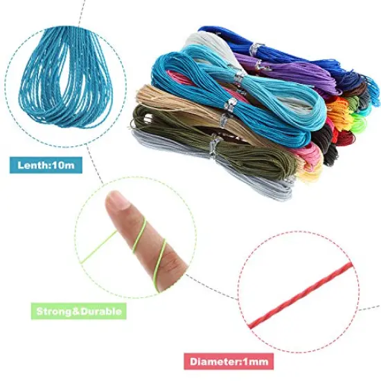 30 Colors 1 mm Waxed Cord Beading Thread for DIY Macrame Necklace Bracelet Jewelry Making String, 10m Each Color {6}
