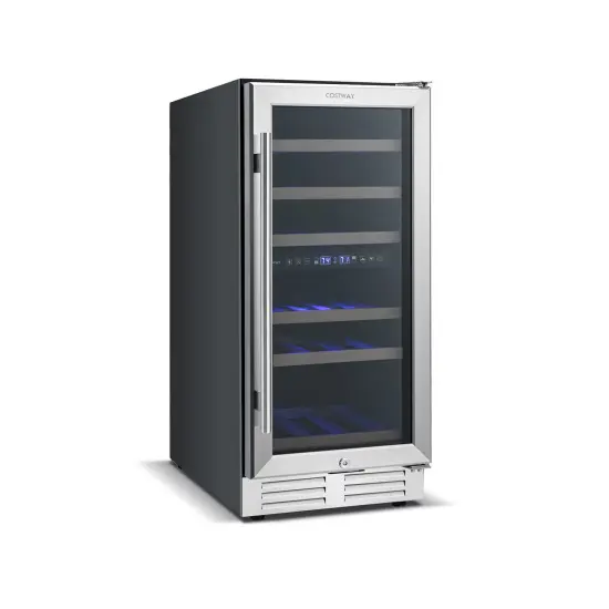 30-Bottle Freestanding Wine Cooler with Temp Memory and Dual Zones -Silver {4}