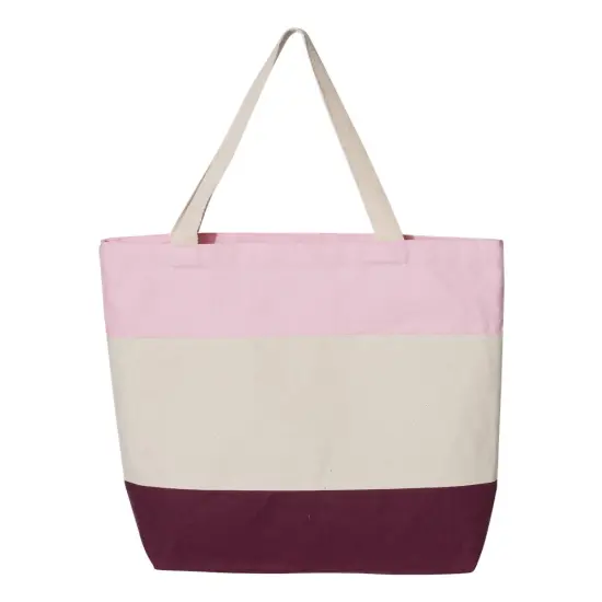 Q-Tees&reg; Tri-Color Tote Maroon/ light pink {1}