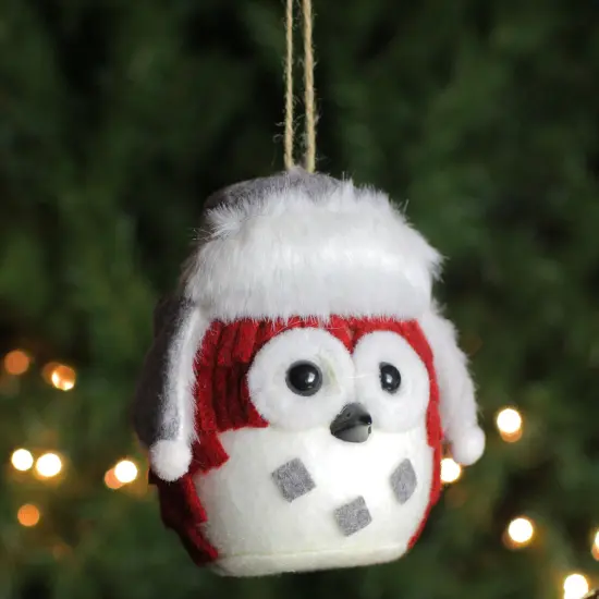 Roman 5.25" Red and White Owl Christmas Hanging Ornament {4}