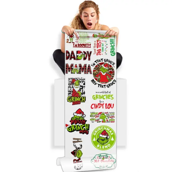 Grinch Mama Daddy DTF Gang Sheet - DTF Transfers - Ready To Press | 22" x 60"" {1}
