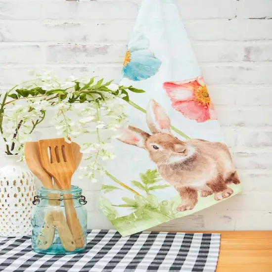 Sitting Easter Bunny Rabbit Spring Printed Flour Sack Kitchen Dishtowel {5}