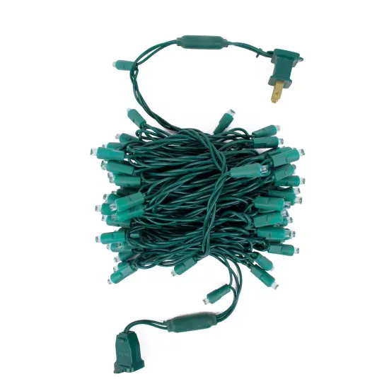 Perfect Holiday 70 LED Indoor/Outdoor Wide Angle 5MM LED Green Cable Christmas String Lights Warm white {6}