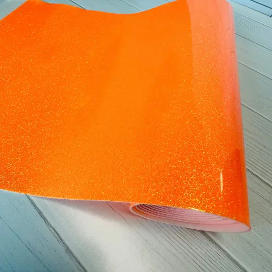 Neon Orange Premium Glitter Vinyl {1}