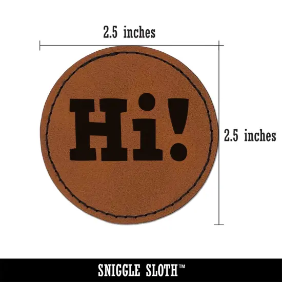 Hi Text Round Iron-On Engraved Faux Leather Patch Applique - 2.5" Brown {3}