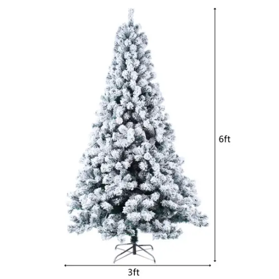 6ft Flocking Tied Light 1202 Branches Christmas Tree {3}