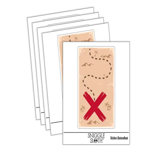 X Marks the Spot Treasure Map Waterproof Vinyl Phone Tablet Laptop Water Bottle Sticker Set - 5 Pack {2}