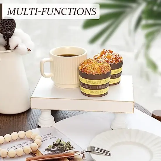 EOSAHR Decorative Wood Riser for Home Decor : Farmhouse Pedestal Stand for Display and Rustic Soap Holder for Sink Organizer - Retro Display Tray for Your Home, Livingroom, Bathroom,and Kitchen {6}