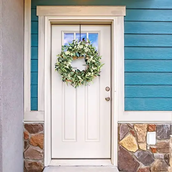 Wreaths for Front Door 20'' Eucalyptus Wreath, Spring Summer Green Wreath, Door Green Wreath for Home Porch Window Wall Farmhouse Home Decor Indoor Outdoor Summer Fall All Seasons {4}