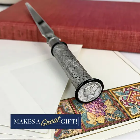 Silver Mercury Dime Letter Opener and Magnifying Glass Gift Set {3}