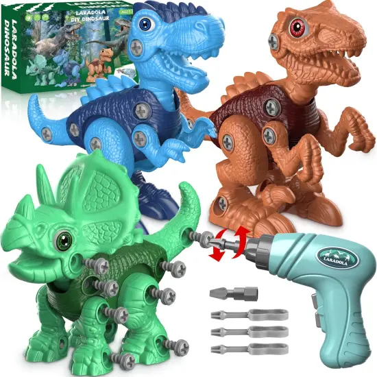 Laradola Dinosaur Toys for 3 4 5 6 7 8 Year Old Boys, Kids Take Apart STEM Construction Building Kids Toys with Electric Drill, Party Christmas Birthday Gifts Boys Girls {1}