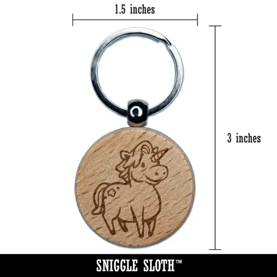 Round Unicorn with Nice Hair Engraved Wood Round Keychain Tag Charm {2}