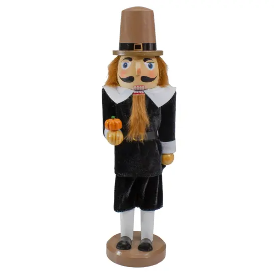 Northlight Pilgrim Man Wooden Fall Harvest Thanksgiving Nutcracker Decoration- 14" Brown {1}
