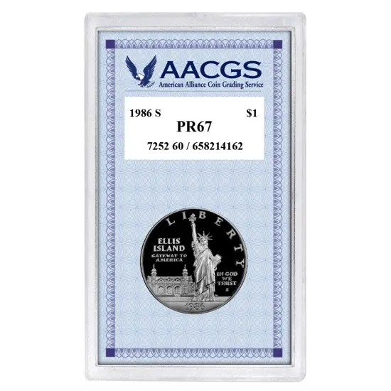 Proof 1986S Statue of Liberty Centennial Commemorative Silver Dollar graded PR67 {1}