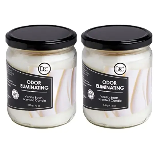 2 Pieces Vanilla Two Pack Odor Eliminating Highly Fragranced Candle - Eliminates 95% of Pet, Smoke, Food, and Other Smells Quickly - Up to 80 Hour Burn time - 12 Ounce Premium Soy Blend {2}