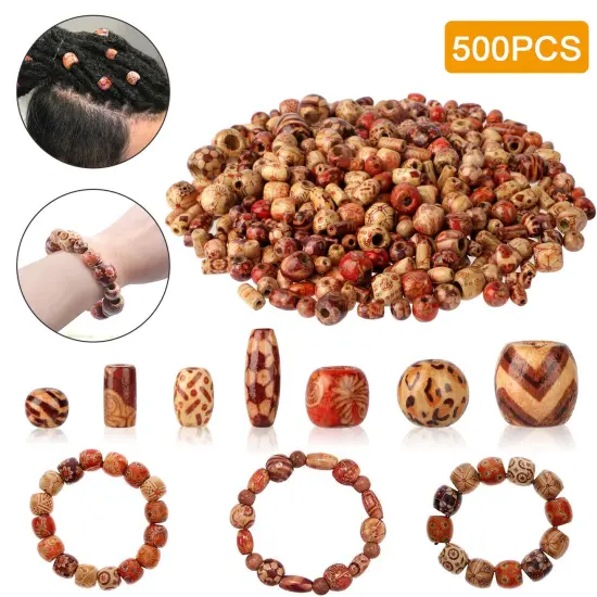 500PCS Wooden Beads Jewelry Making Craft DIY . {2}