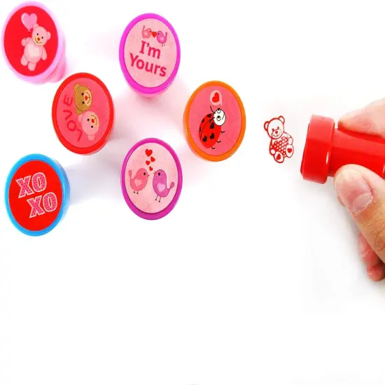 TINYMILLS 24 Pcs Valentine's Day Stampers for Kids Valentine's Day Classroom Exchange Party Favors Goody Bag Treat Bag Stuffers {3}