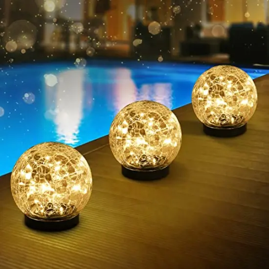 Outdoor Garden Decor Solar Balls for Garden Crackle Glass Solar Lights Yard Decor 1 Pack for Outdoor Decor Decorations Pathway Patio Yard Lawn {2}