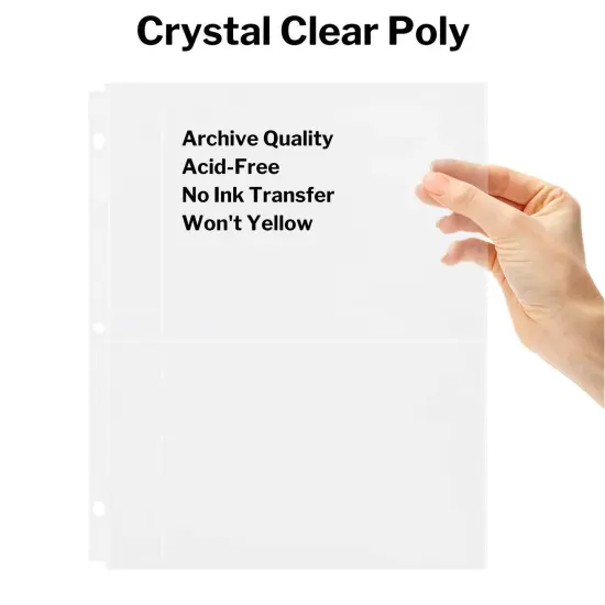 Dunwell Photo Album Refills 5x7 - (25 Pack), for 100 Pictures, Photo Sleeve Inserts for 3-Ring Binder, 2-Pocket Photo Page for 5 x 7 Photographs, Postcards, Recipe Cards {2}