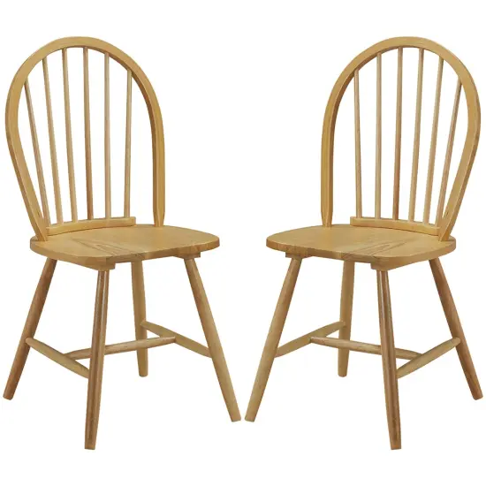 Set of 2 Vintage Windsor Wood Chair with Spindle Back for Dining Room Natural {3}