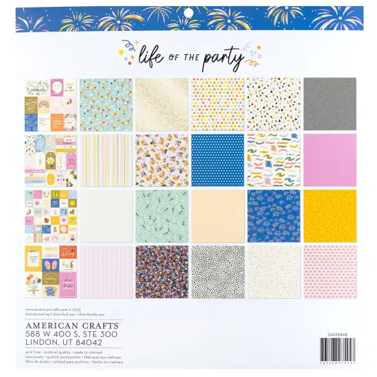 American Crafts Double-Sided Paper Pad 12"X12" 24/Pkg-Gold Foil, Life Of The Party {2}