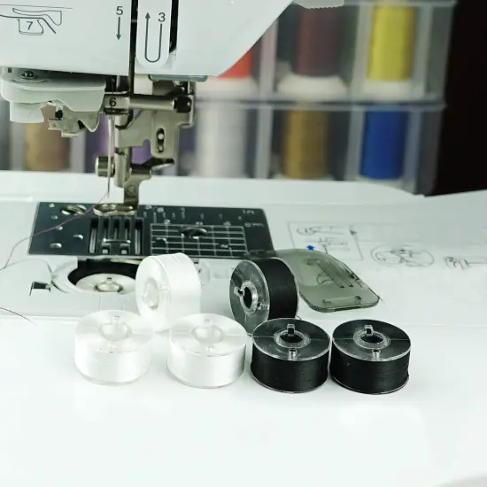 144 Pieces Embroidery Pre-Wound Bobbins Thread, Class 15 Type A Size SA156, Polyester White 60 wt, Bernina Pfaff Ambition BabyLock Brother Embroidery and Sewing Machines Plastic Side {5}
