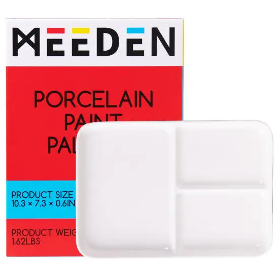 MEEDEN Ceramic Artist Paint Palette, Rectangle Porcelain Watercolor Palette, 10'' &times; 7'' Ceramic Mixing Tray for Gouache, Watercolor, Acrylic Painting {1}