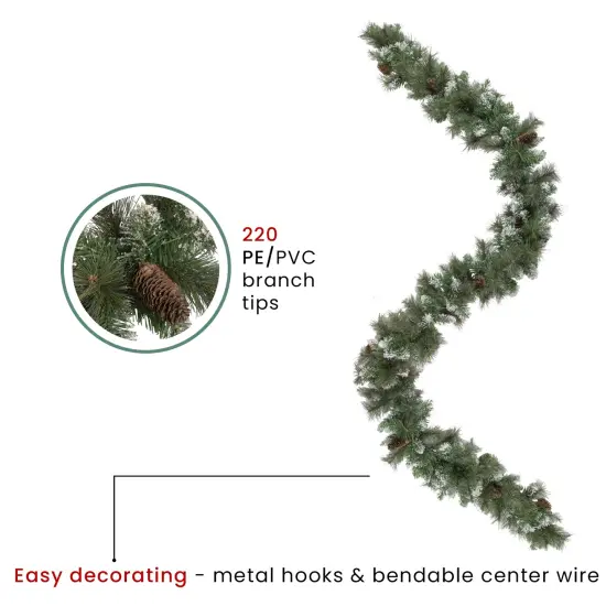 Northlight Real Touch&trade;️ Snow Valley Pine Artificial Christmas Garland - Unlit - 9' x 10" Green {7}