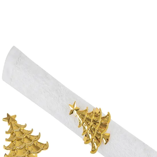 Gold Christmas Tree Decorative Napkin Ring Set of 4 {3}