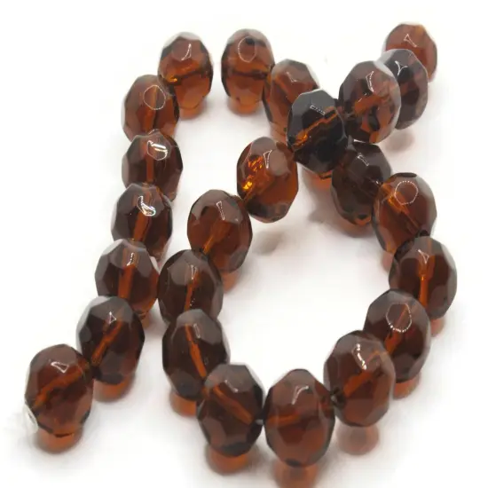 25 12mm Brown Faceted Round Glass Beads to String {3}